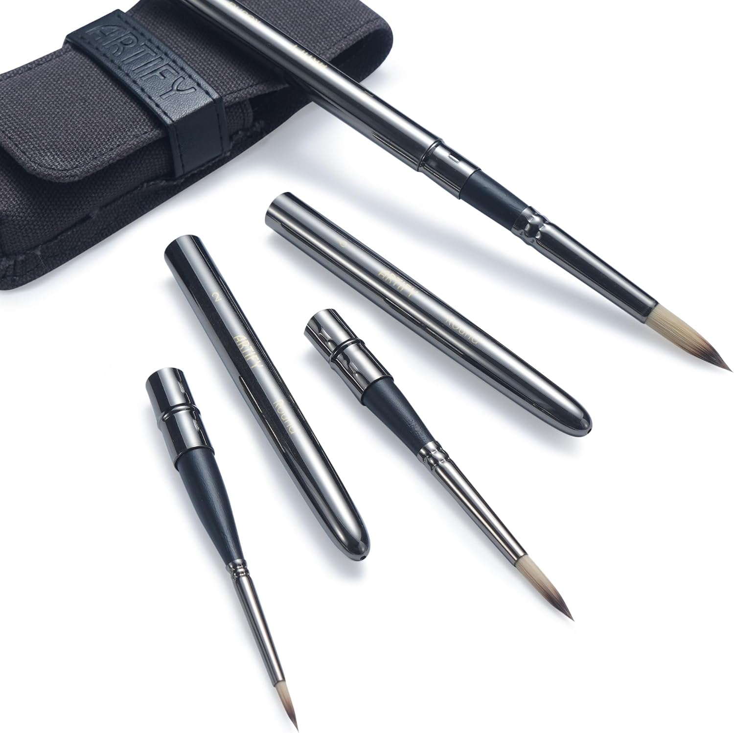 ARTIFY three-piece travel watercolor brush set with protective caps